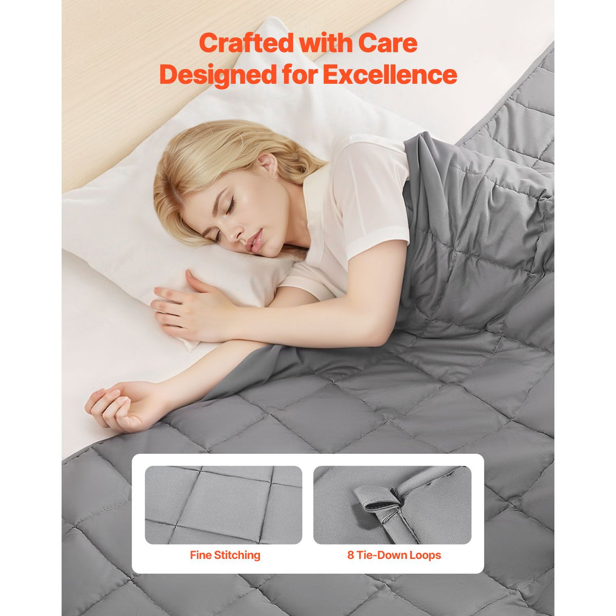 Weighted Blanket, 11 kg, 1524 x 2032 mm Queen Size, Cooling Breathable Heavy Blanket with Glass Beads, All-Season Use, Suitable for 113-140 kg Adults, Anxiety Stress Relief, Improve Sleep, Grey