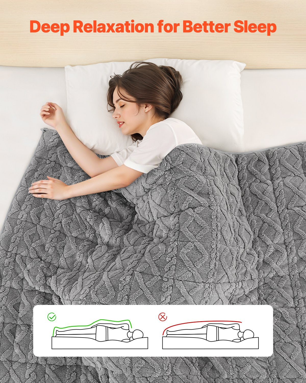 Weighted Blanket, 9 kg, 1524 x 2032 mm Queen Size, Sherpa Fleece Heavy Blanket with Glass Beads, Soft Warm Cozy Fluffy Touch, for 90-113 kg Adults, Anxiety Stress Relief, Improve Sleep, Grey