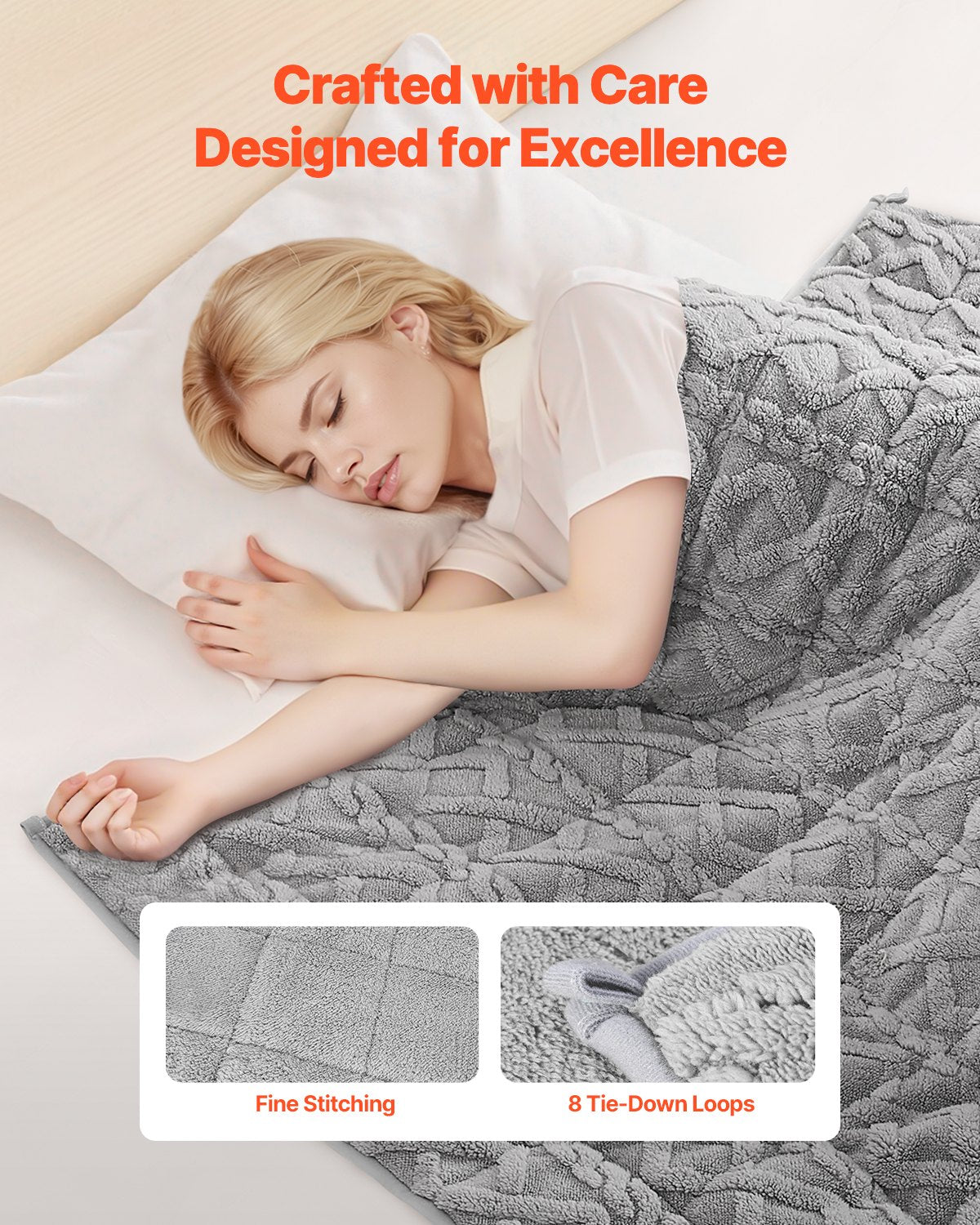 Weighted Blanket, 9 kg, 1524 x 2032 mm Queen Size, Sherpa Fleece Heavy Blanket with Glass Beads, Soft Warm Cozy Fluffy Touch, for 90-113 kg Adults, Anxiety Stress Relief, Improve Sleep, Grey