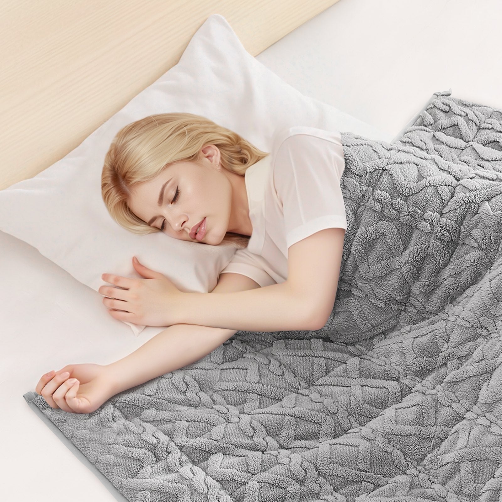Weighted Blanket, 9 kg, 1524 x 2032 mm Queen Size, Sherpa Fleece Heavy Blanket with Glass Beads, Soft Warm Cozy Fluffy Touch, for 90-113 kg Adults, Anxiety Stress Relief, Improve Sleep, Grey