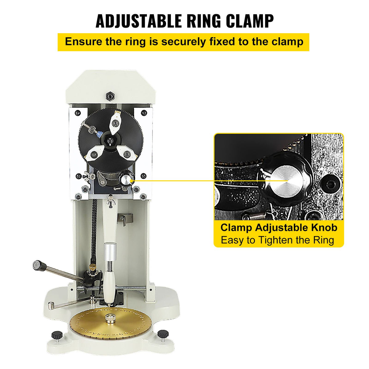 Inside Ring Engraver, Double Sided Dial Ring Engraver Stamper, 1.5mm-2.0mm Character Letter Block Ring Engraving Machine, Aluminum Alloy Body, with 3 Clamps, for Jewelry Rings Inner Engraving