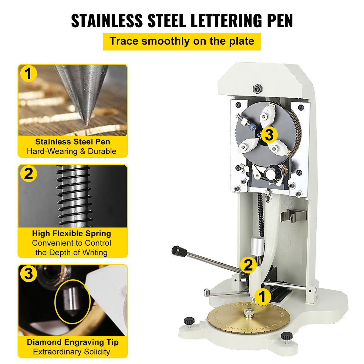 Inside Ring Engraver, Double Sided Dial Ring Engraver Stamper, 1.5mm-2.0mm Character Letter Block Ring Engraving Machine, Aluminum Alloy Body, with 3 Clamps, for Jewelry Rings Inner Engraving