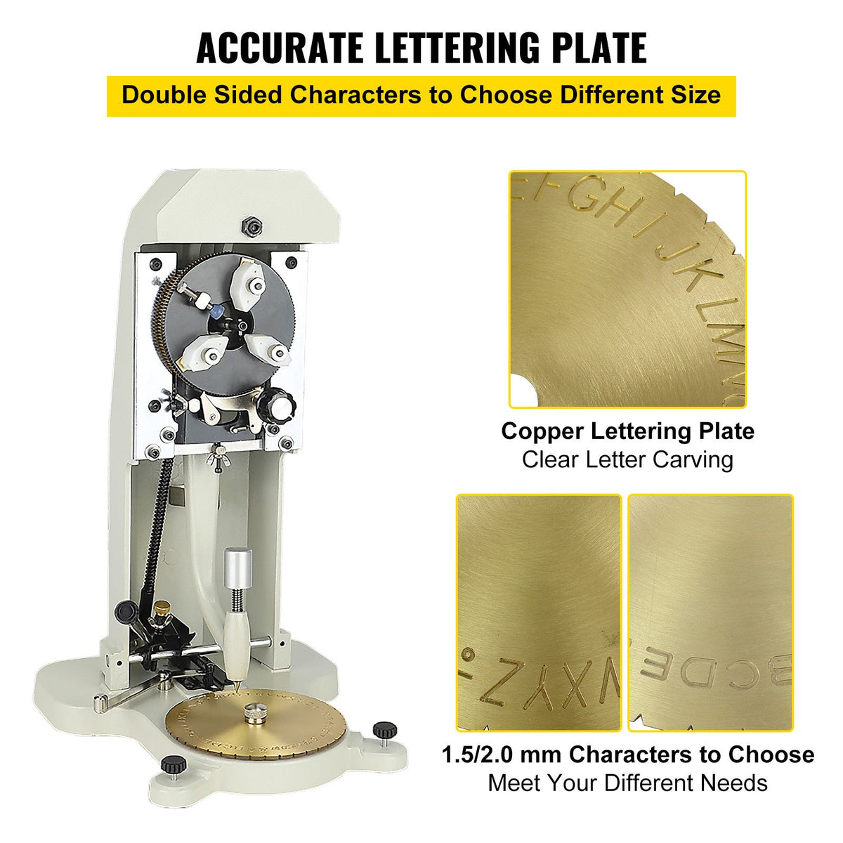 Inside Ring Engraver, Double Sided Dial Ring Engraver Stamper, 1.5mm-2.0mm Character Letter Block Ring Engraving Machine, Aluminum Alloy Body, with 3 Clamps, for Jewelry Rings Inner Engraving