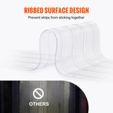 Curtains & Drapes: VEVOR Strip Curtain, 2286 cm L x 20 cm W x 2 mm Thickness, Clear Ribbed PVC Curtain Strip Door Bulk Roll, Plastic Door Strips for Doorways of Supermarket, Garage, Warehouse, Barn, Pet Animal House