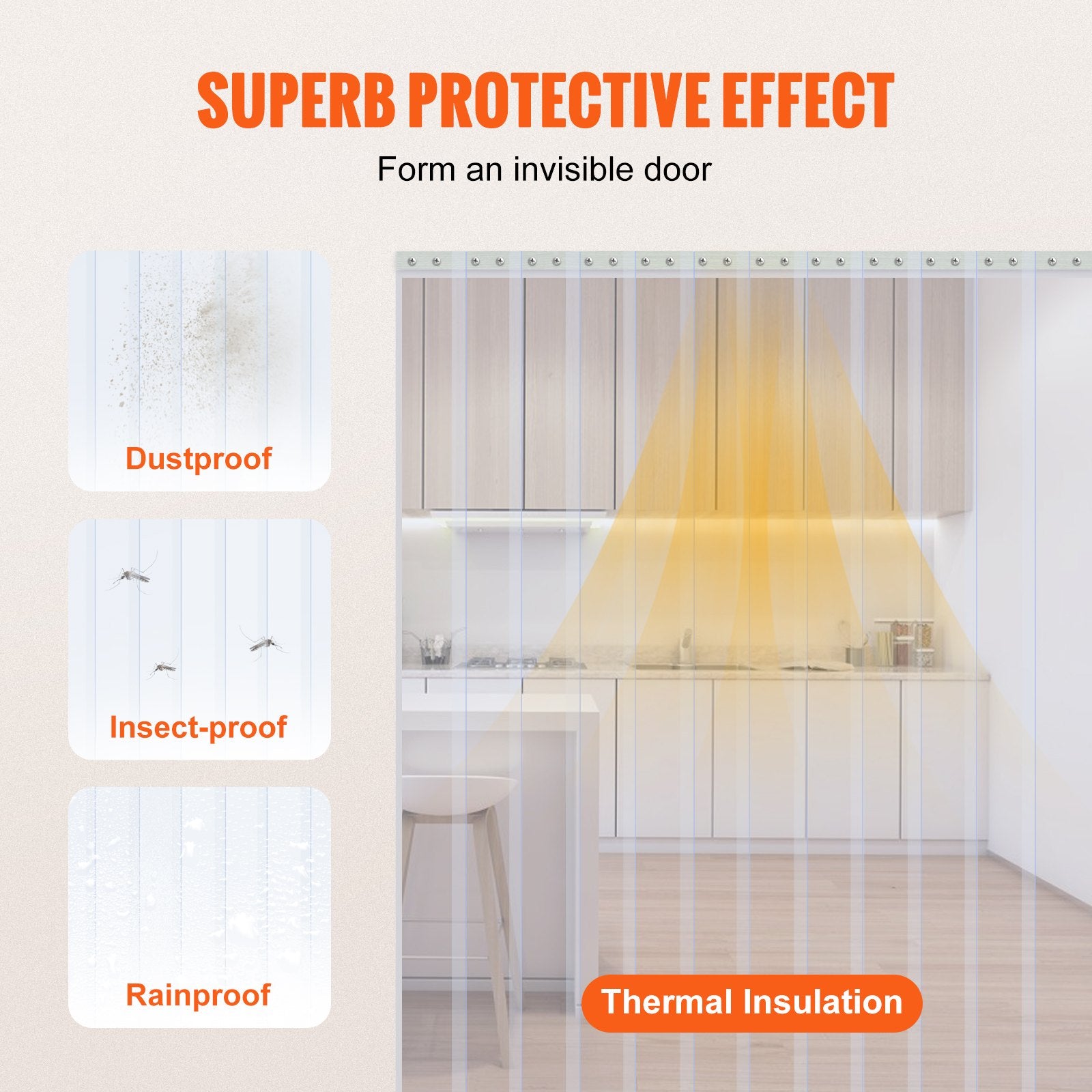 Strip Curtain, 75' Length x 8" Width x 0.08" Thickness, Clear PVC Smooth Curtain Strip Door Bulk Roll, Plastic Door Strips for Doorways of Supermarket, Garage, Warehouse, Barn, Pet Animal House