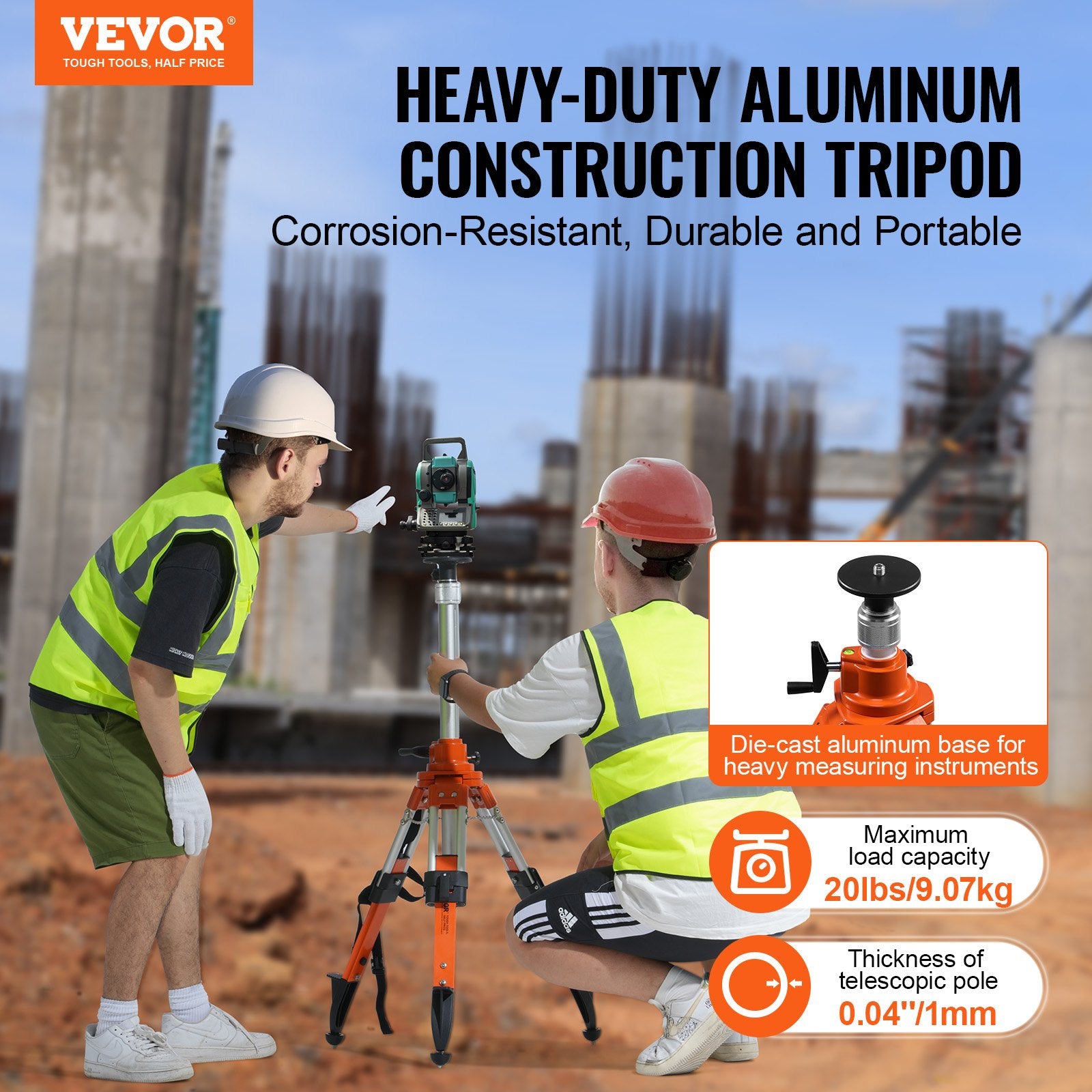 Camera Accessories: VEVOR Laser Level Tripod Stand 5/8"-11 Thread 27.16-67.71 in Height Adjustment