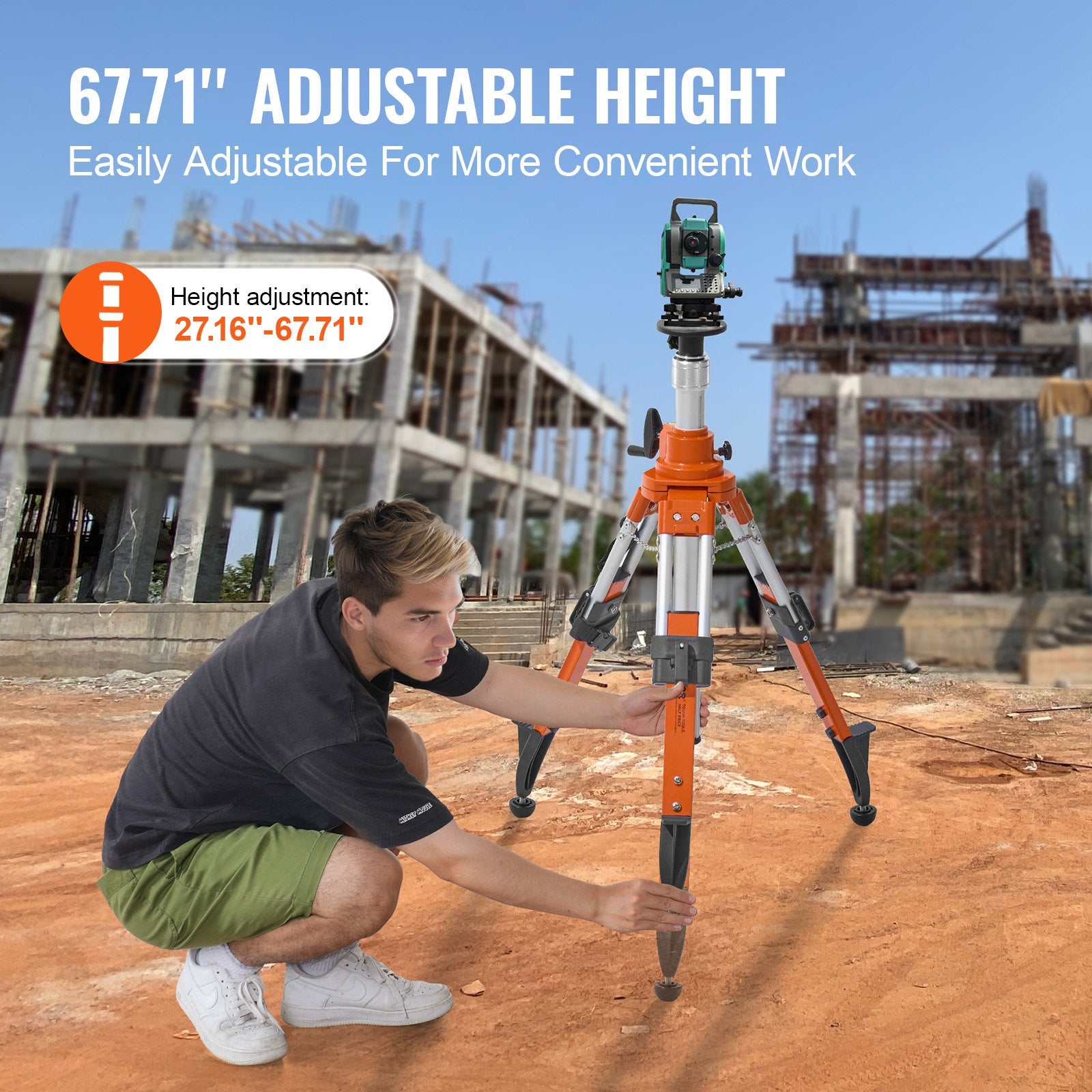 Camera Accessories: VEVOR Laser Level Tripod Stand 5/8"-11 Thread 27.16-67.71 in Height Adjustment