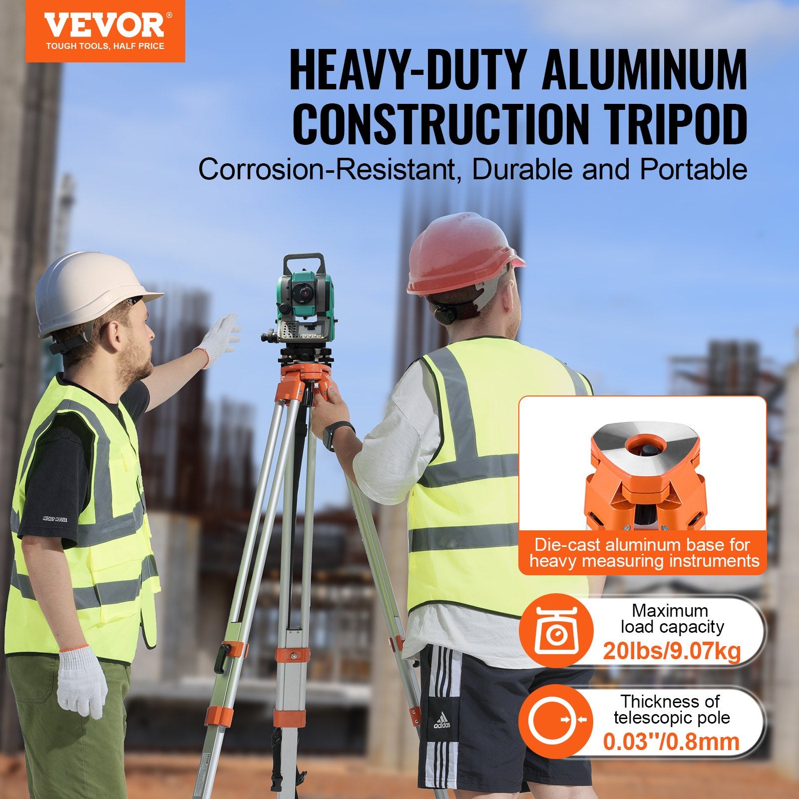 Camera Accessories: VEVOR Laser Level Tripod Stand 5/8"-11 Thread 16.53-65.55 in Height Adjustment