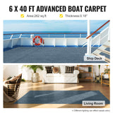 Boating Accessories: VEVOR Gray Marine Carpet 6 ft x 39.3 ft Marine Carpeting Marine Grade Carpet for Boats with Waterproof Back Outdoor Rug for Patio Porch Deck Garage Outdoor Area Rug Runner Anti-Slide Porch Rug,1.8x12m
