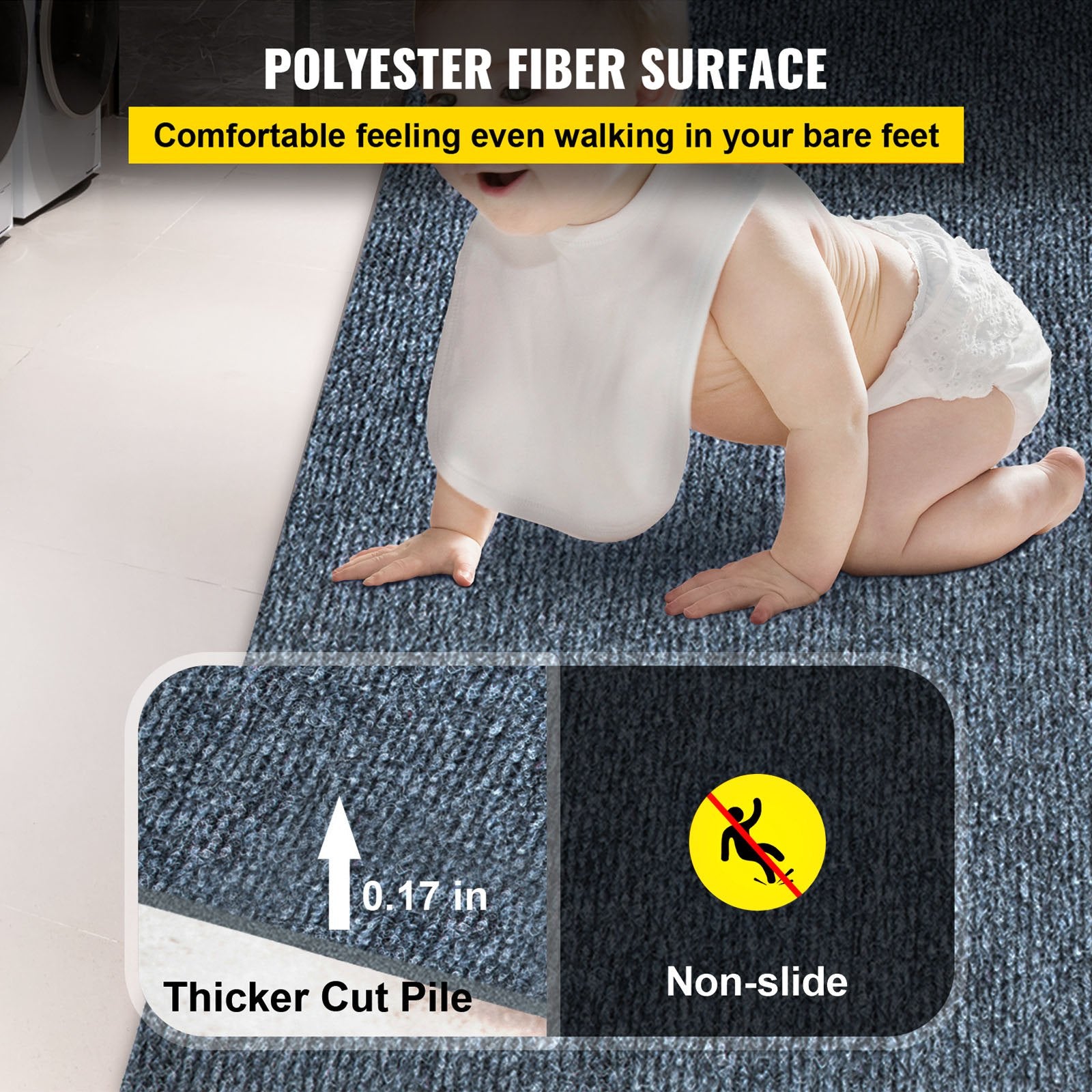 Gray Marine Carpet 6 ft x 23 ft Boat Carpet Rugs Indoor Outdoor Rugs for Patio Deck Anti-Slide TPR Water-Proof Back Cut Outdoor Marine Carpeting Easy Clean Outdoor Carpet Roll