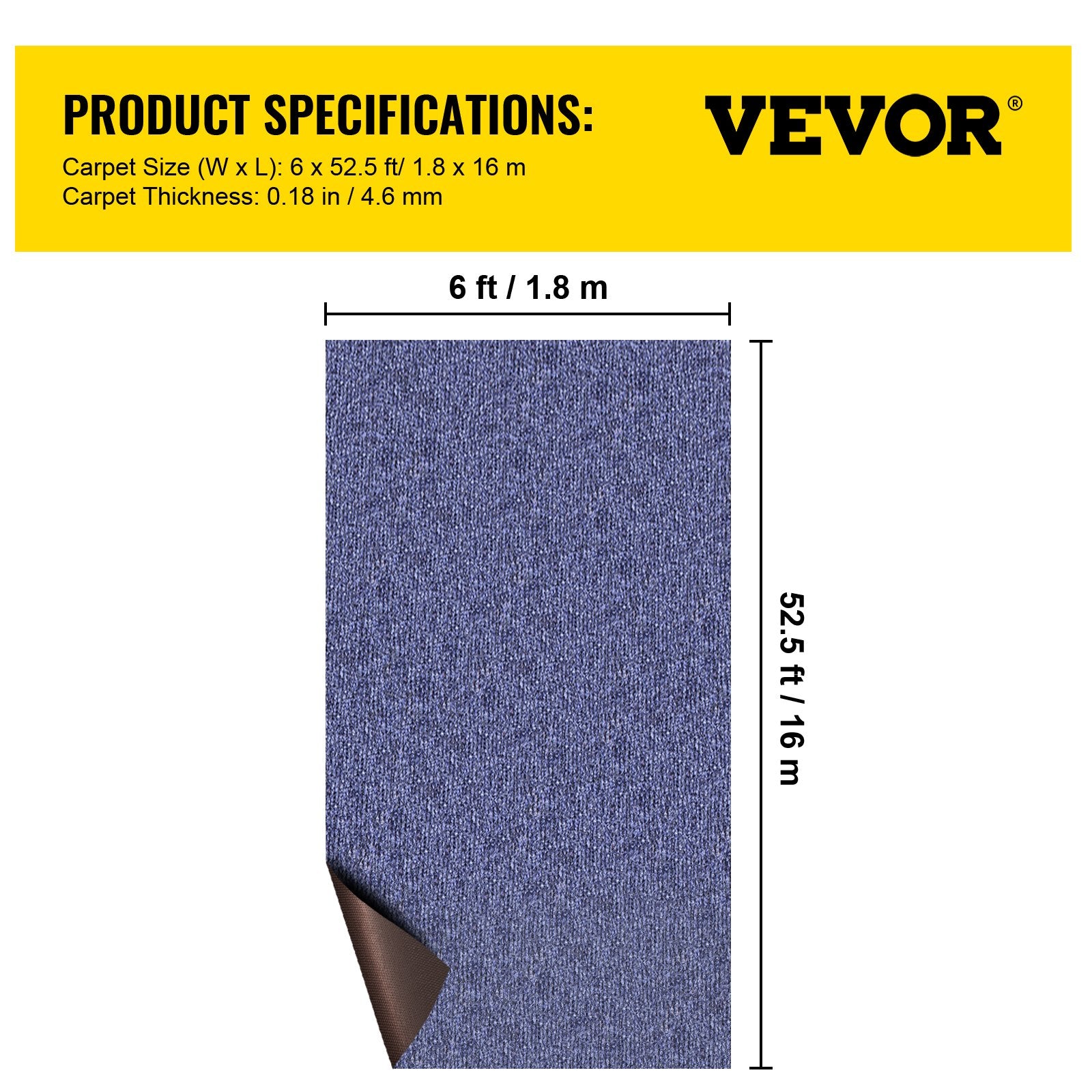 Boating Accessories: VEVOR Deep Blue Marine Carpet 6 ft x 52.5 ft Marine Carpeting Marine Grade Carpet for Boats with Waterproof Back Outdoor Rug for Patio Porch Deck Garage Outdoor Area Rug Runner Non-Slide Porch Rug