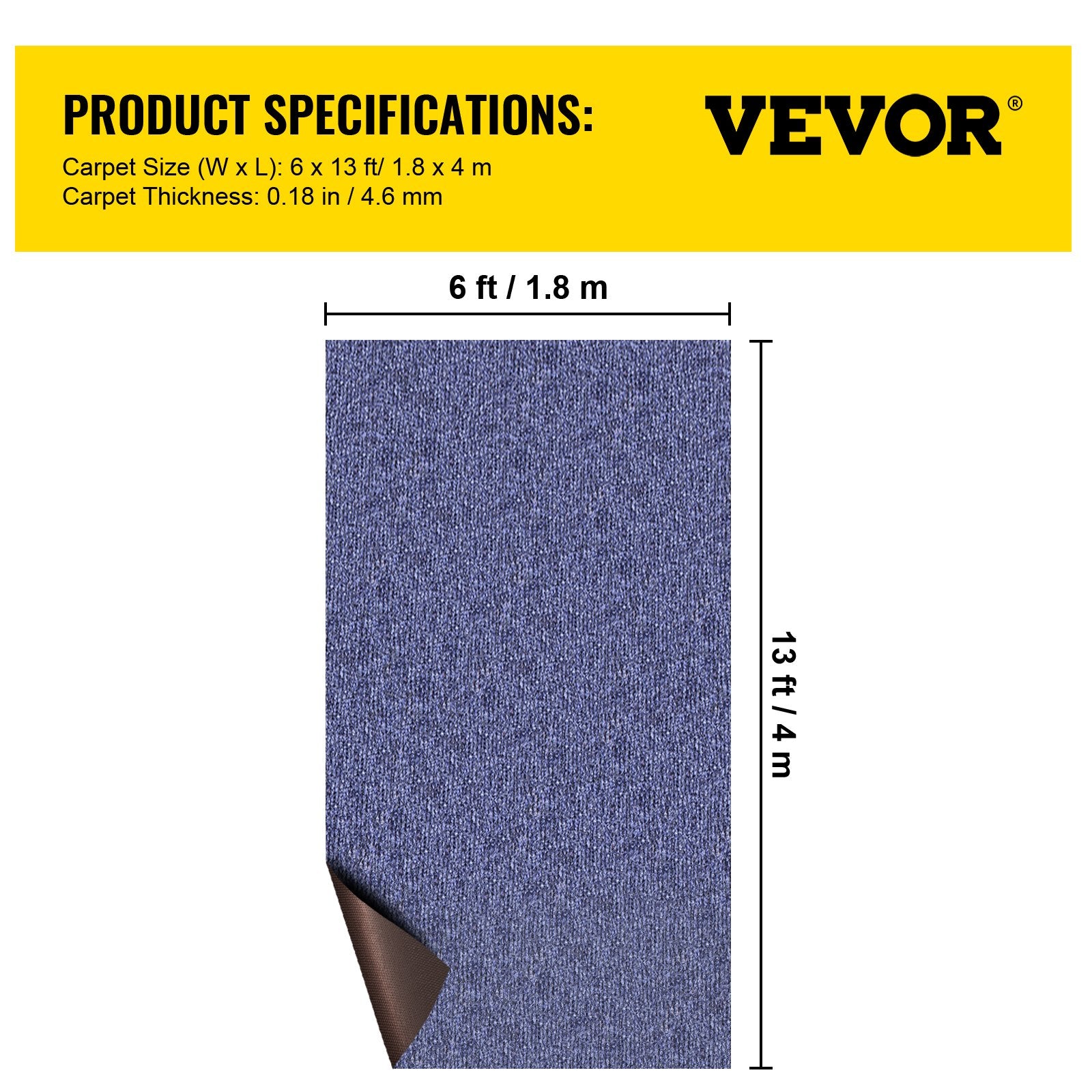 Floor Rugs: VEVOR Indoor Outdoor Rug Carpet Blue 6x13ft Area Rugs Runner for Patio Deck,1.8x4m