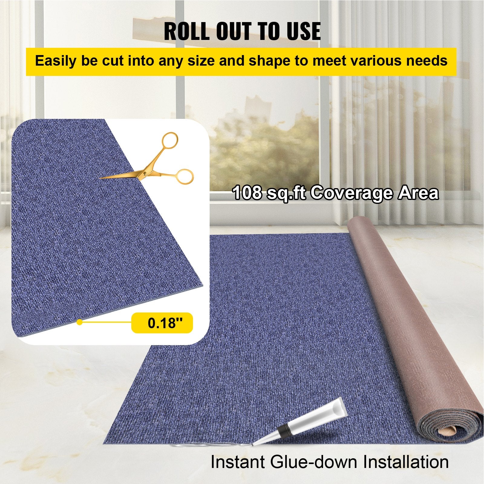 Umbrellas & Sunshades: VEVOR Indoor Outdoor Rug Carpet Blue 6x18ft Area Rugs Runner for Patio Deck, 1.8*5.5m