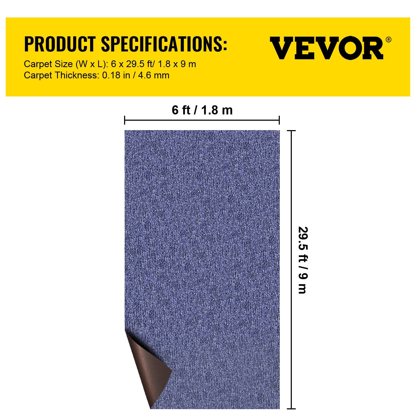 Boating Accessories: VEVOR Deep Blue Marine Carpet 6 ft x 29.5 ft Marine Carpeting Marine Grade Carpet for Boats with Waterproof Back Outdoor Rug for Patio Porch Deck Garage Outdoor Area Rug Runner Non-Slide Porch Rug, 1.8x9m