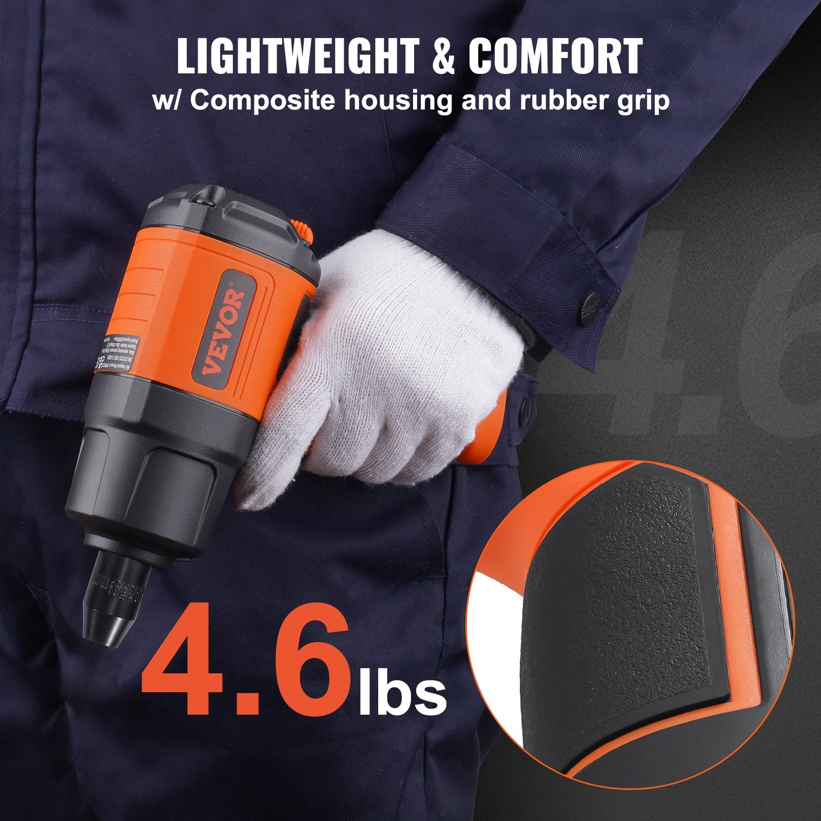 Tool Clamps & Vices: VEVOR 1/2-Inch Air Impact Wrench, High Torque Up to 1400 ft-lbs, Lightweight 4.6 lb Design Pneumatic Impact Gun with 11-PCS 1/2-Inch Drive CR-V Steel Impact Socket Set & Carrying Case