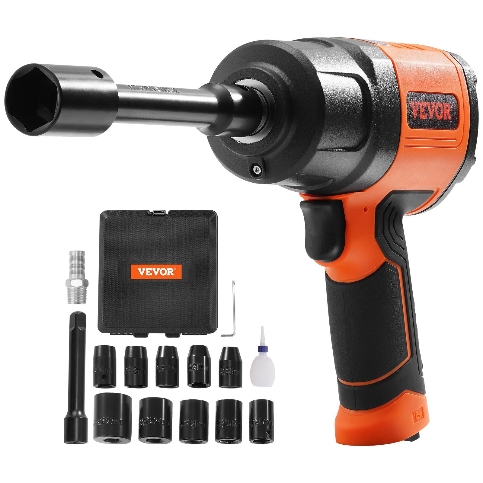 Tool Clamps & Vices: VEVOR 1/2-Inch Air Impact Wrench, High Torque Up to 1400 ft-lbs, Lightweight 4.6 lb Design Pneumatic Impact Gun with 11-PCS 1/2-Inch Drive CR-V Steel Impact Socket Set & Carrying Case