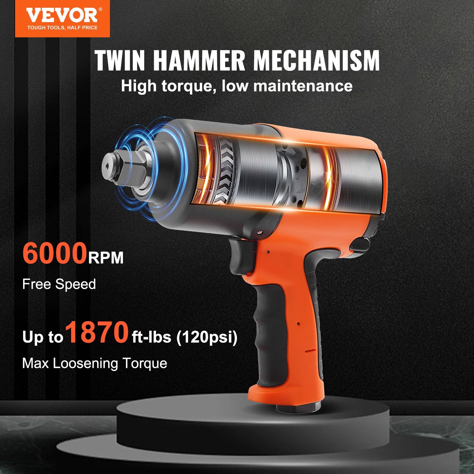 Automotive Repair & Speciality Tools: VEVOR Air Impact Wrench, 3/4-Inch Drive Air Impact Gun, Up to 1870ft-lbs Nut-busting Torque, Composite Pneumatic Impact Wrench for Auto_epairs_nd_aintenance Heavy Duty