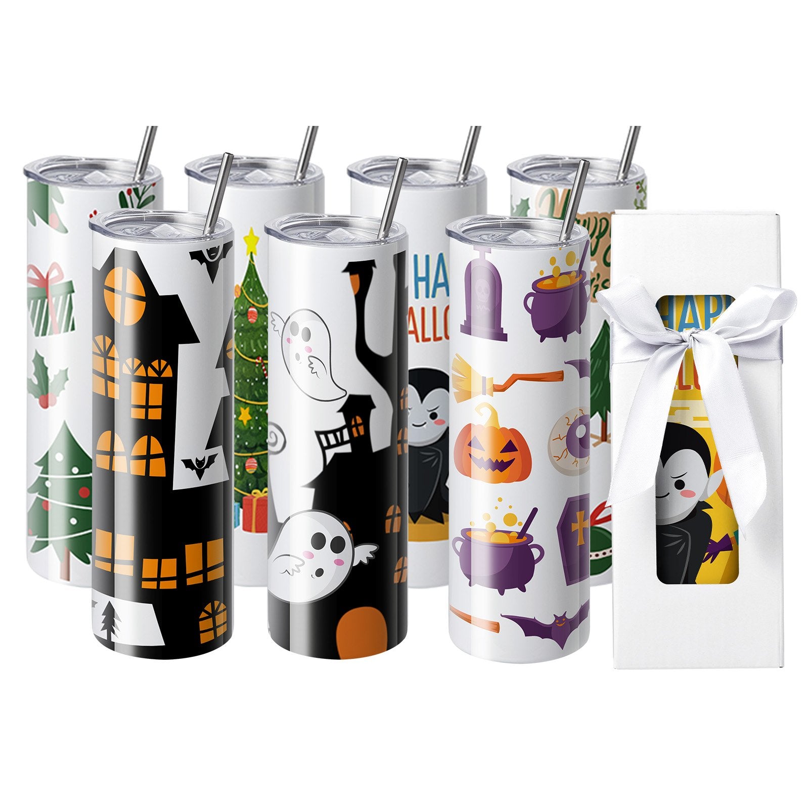 Food Storage: VEVOR 8 Pack Straight Sublimation Tumblers, 30 oz Blank Tumbler Bulk, Stainless Steel Double Wall Tumbler Cups with Straw, Lid, Brush, Base, Shrink Wrap, Gift Box, for Heat Press and Heat Transfer