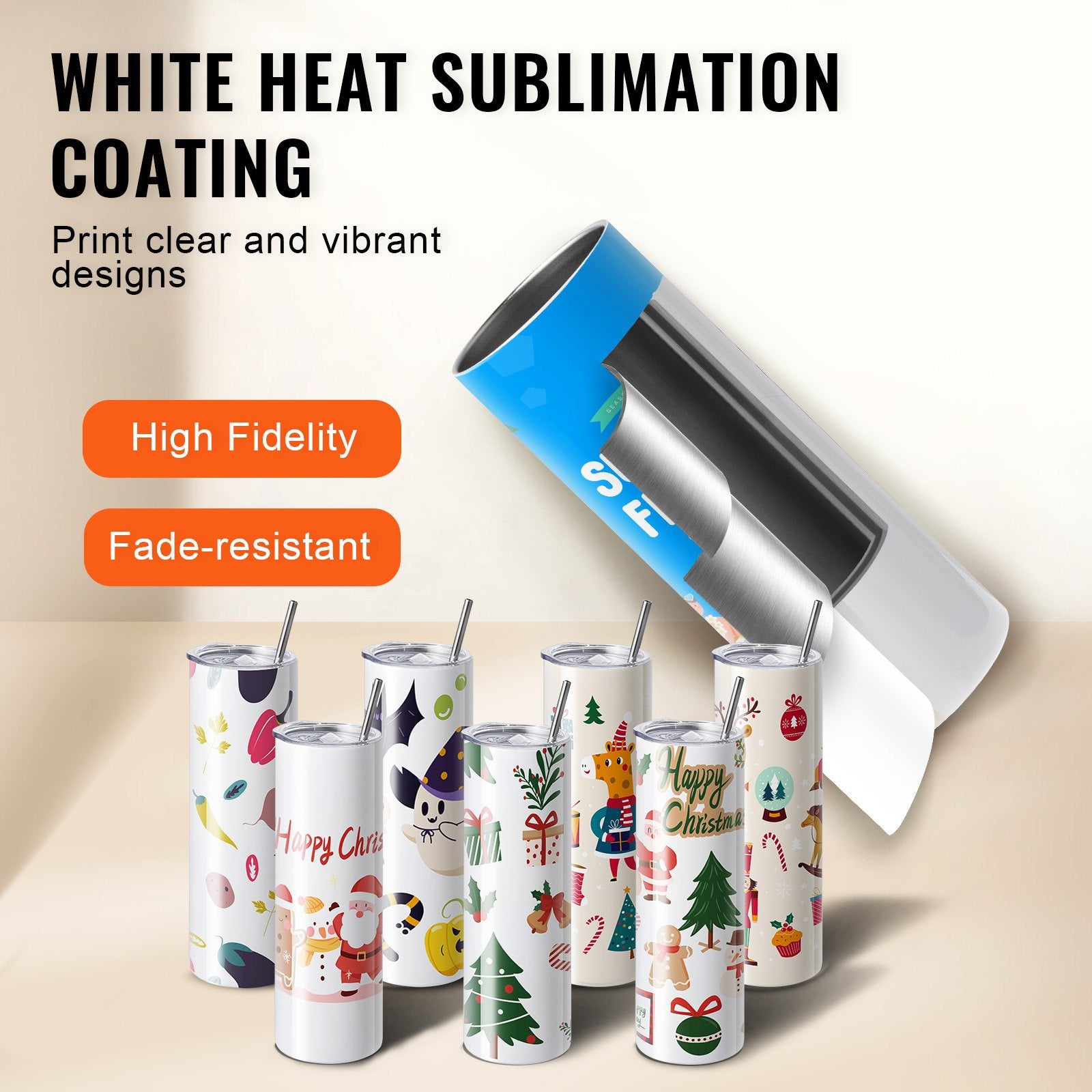 Food Storage: VEVOR 8 Pack Straight Sublimation Tumblers, 30 oz Blank Tumbler Bulk, Stainless Steel Double Wall Tumbler Cups with Straw, Lid, Brush, Base, Shrink Wrap, Gift Box, for Heat Press and Heat Transfer