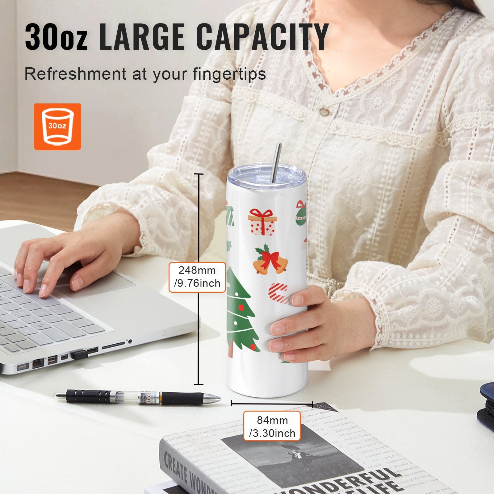 Food Storage: VEVOR 8 Pack Straight Sublimation Tumblers, 30 oz Blank Tumbler Bulk, Stainless Steel Double Wall Tumbler Cups with Straw, Lid, Brush, Base, Shrink Wrap, Gift Box, for Heat Press and Heat Transfer