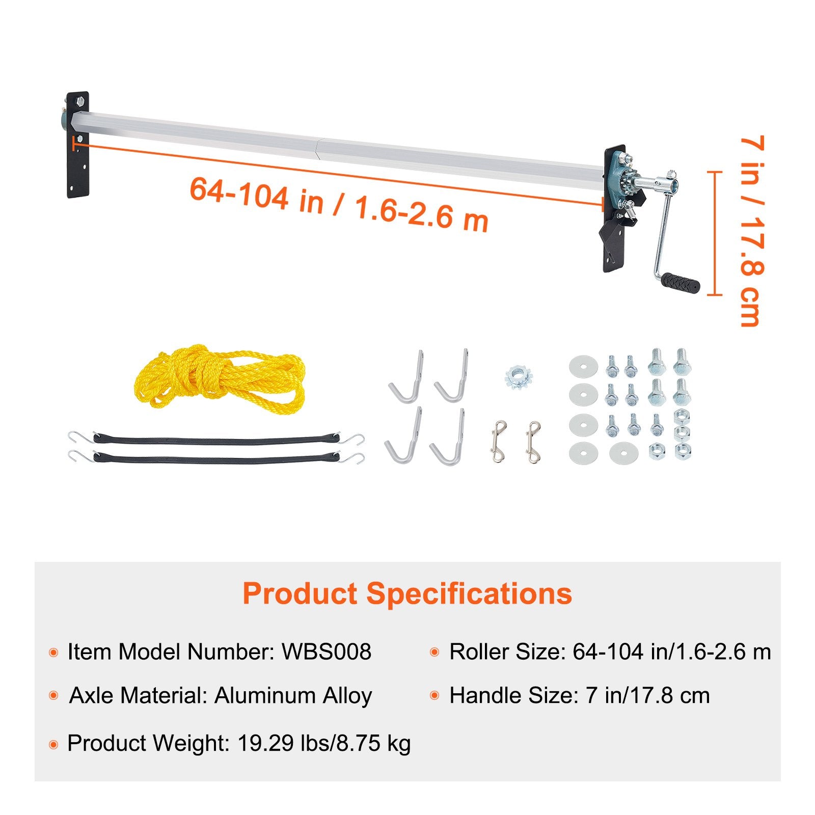 Caravan Accessories: VEVOR Hand Crank Tarp Roller Kit, 1.6-2.6 m Wide, Aluminum Alloy, Manual Cab Level Dump Truck Tarp Roller with 17.8 cm Sponge-Wrapped Handle, Perfect for Dump Trucks, Trailers, Trash Haulers (No Tarp)