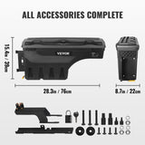 Automotive Decor: VEVOR Truck Bed Storage Box, Lockable Swing Case with Password Padlock, 6.6 Gal/25 L ABS Wheel Well Tool Box, Waterproof and Durable, Compatible with Ford F-150 2015-2021, Drivers Side