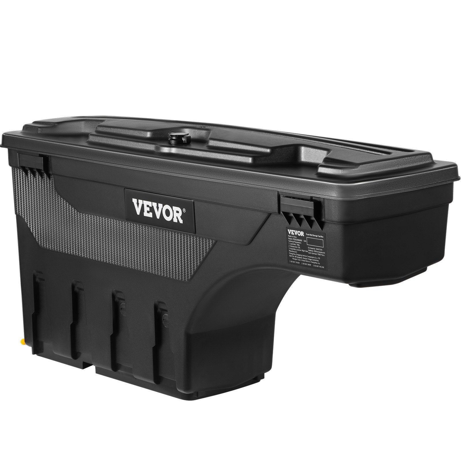 Automotive Decor: VEVOR Truck Bed Storage Box, Lockable Swing Case with Password Padlock, 6.6 Gal/25 L ABS Wheel Well Tool Box, Waterproof and Durable, Compatible with Ford F-150 2015-2021, Drivers Side