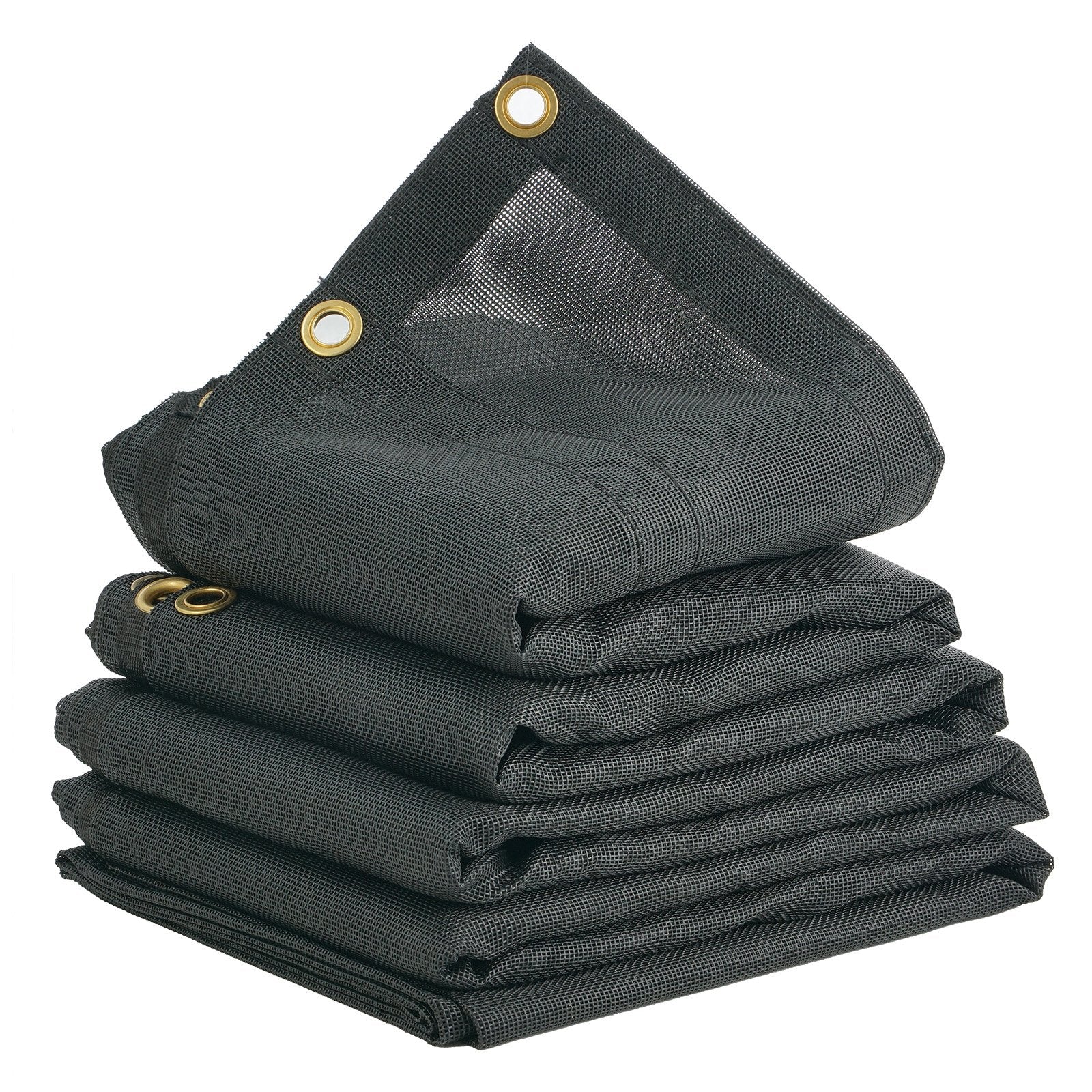 Dump Truck Mesh Tarp, 5 x 14 ft, PVC Coated Black Heavy Duty Cover with 5.5" 18oz Double Pocket, Brass Grommets, Reinforced Double Needle Stitch Webbing Fits Manual or Electric Dump Truck System