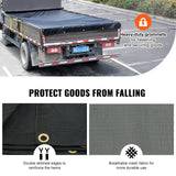 Caravan Accessories: VEVOR Dump Truck Mesh Tarp, 5 x 14 ft, PVC Coated Black Heavy Duty Cover with 5.5" 18oz Double Pocket, Brass Grommets, Reinforced Double Needle Stitch Webbing Fits Manual or Electric Dump Truck System