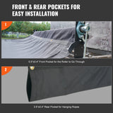 Caravan Accessories: VEVOR Dump Truck Mesh Tarp, 5 x 14 ft, PVC Coated Black Heavy Duty Cover with 5.5" 18oz Double Pocket, Brass Grommets, Reinforced Double Needle Stitch Webbing Fits Manual or Electric Dump Truck System