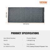Caravan Accessories: VEVOR Dump Truck Mesh Tarp, 5 x 14 ft, PVC Coated Black Heavy Duty Cover with 5.5" 18oz Double Pocket, Brass Grommets, Reinforced Double Needle Stitch Webbing Fits Manual or Electric Dump Truck System