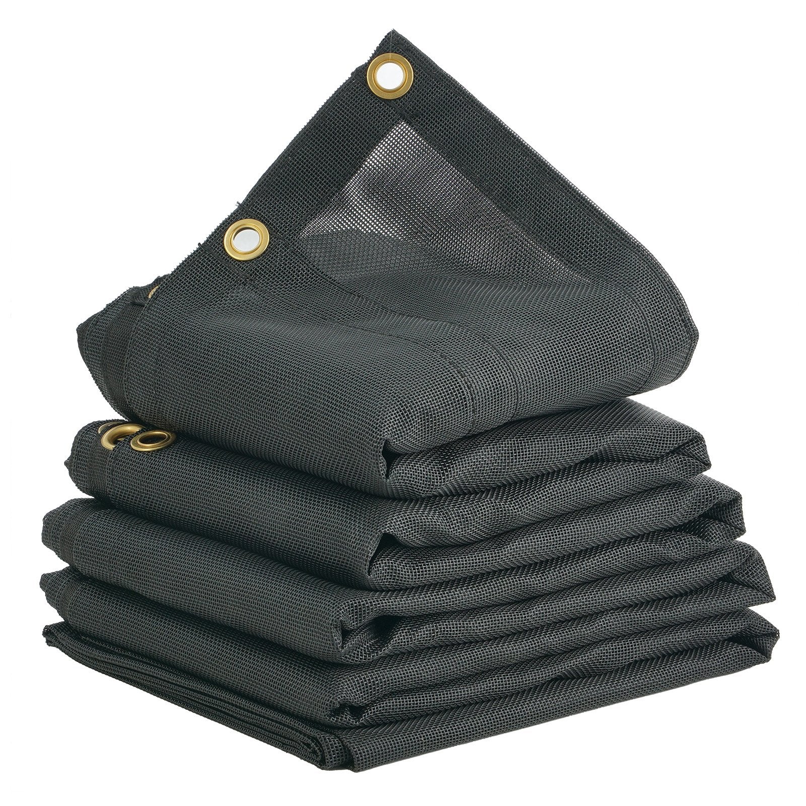 Dump Truck Mesh Tarp, 5 x 14 ft, PVC Coated Black Heavy Duty Cover with 5.5" 18oz Double Pocket, Brass Grommets, Reinforced Double Needle Stitch Webbing Fits Manual or Electric Dump Truck System