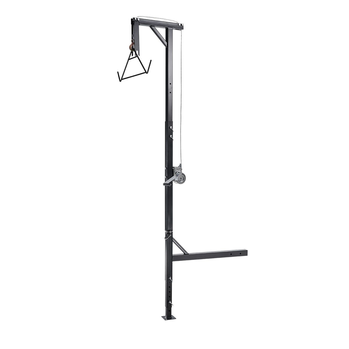 Truck Hitch Game Hoist, 500 lbs Load Capacity, Hunting Deer Hoist with 2-inch Receiver, 360-Degree Swivel Shaft & Adjustable Height, Includes Gambrel Winch for Skinning & Cleaning Game