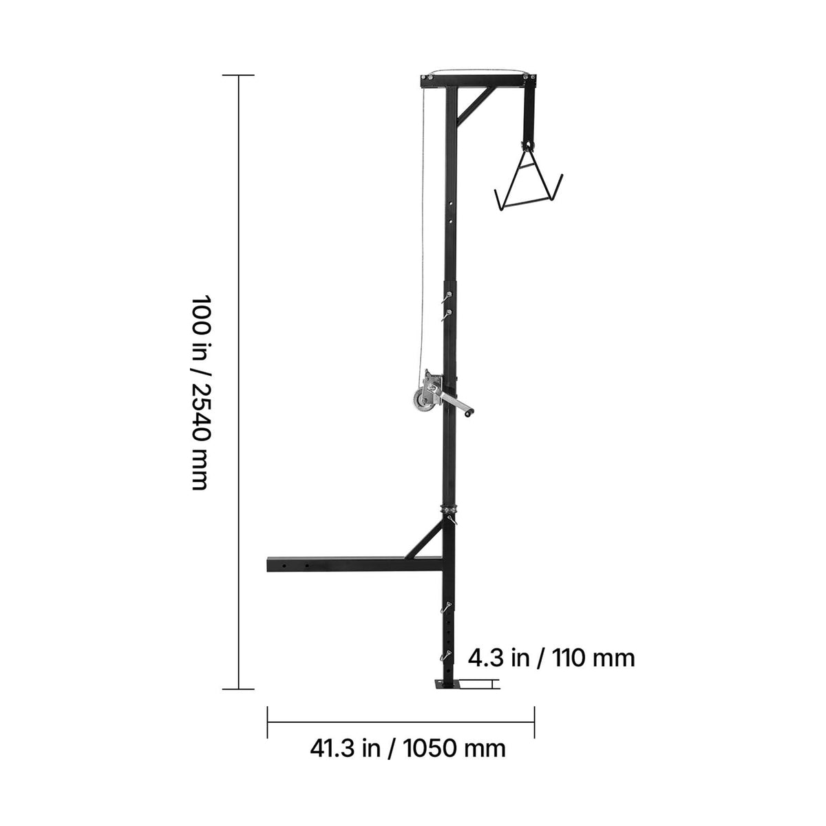Truck Hitch Game Hoist, 600 lbs Load Capacity, Hunting Deer Hoist with 2-inch Receiver, 360-Degree Swivel Shaft & Adjustable Height, Includes Gambrel Winch for Skinning & Cleaning Game