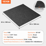 Cat Litter: VEVOR Carpet Tiles Reusable, 20"x 20" Carpet Squares With Padding Attached, Soft Padded Carpet Tiles, Easy Install DIY for Bedroom Living Room Indoor Outdoor (20 Tiles, Dark Gray)