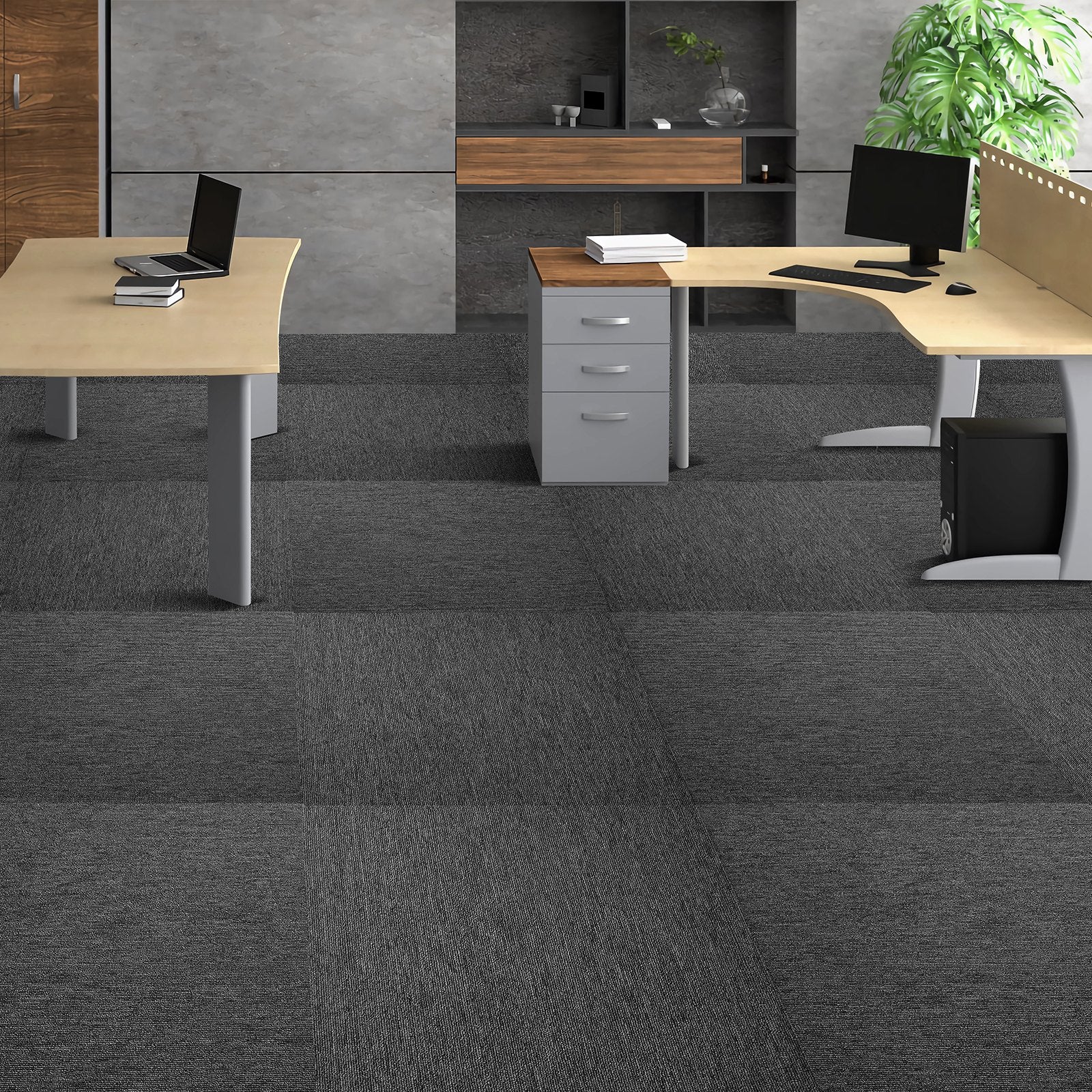 Carpet Tiles Reusable, 20"x 20" Carpet Squares With Padding Attached, Soft Padded Carpet Tiles, Easy Install DIY for Bedroom Living Room Indoor Outdoor (20 Tiles, Dark Gray)