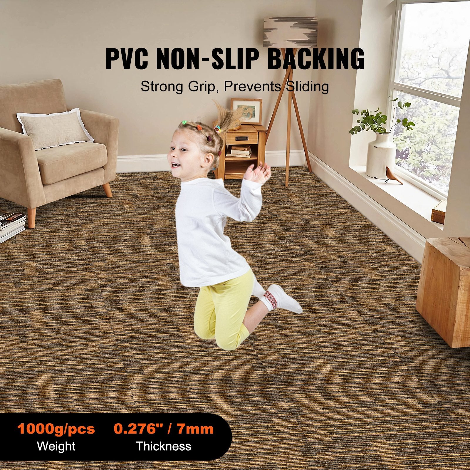 Cat Litter: VEVOR Carpet Tiles Reusable, 20"x 20"Carpet Squares With Padding Attached, Soft Padded Carpet Tiles, Easy Install DIY for Bedroom Living Room (12Tiles, Mixed Brown)