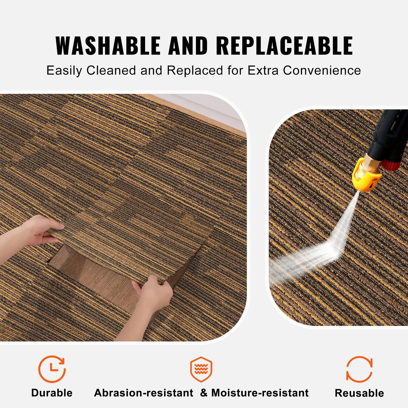 Cat Litter: VEVOR Carpet Tiles Reusable, 20"x 20"Carpet Squares With Padding Attached, Soft Padded Carpet Tiles, Easy Install DIY for Bedroom Living Room (12Tiles, Mixed Brown)