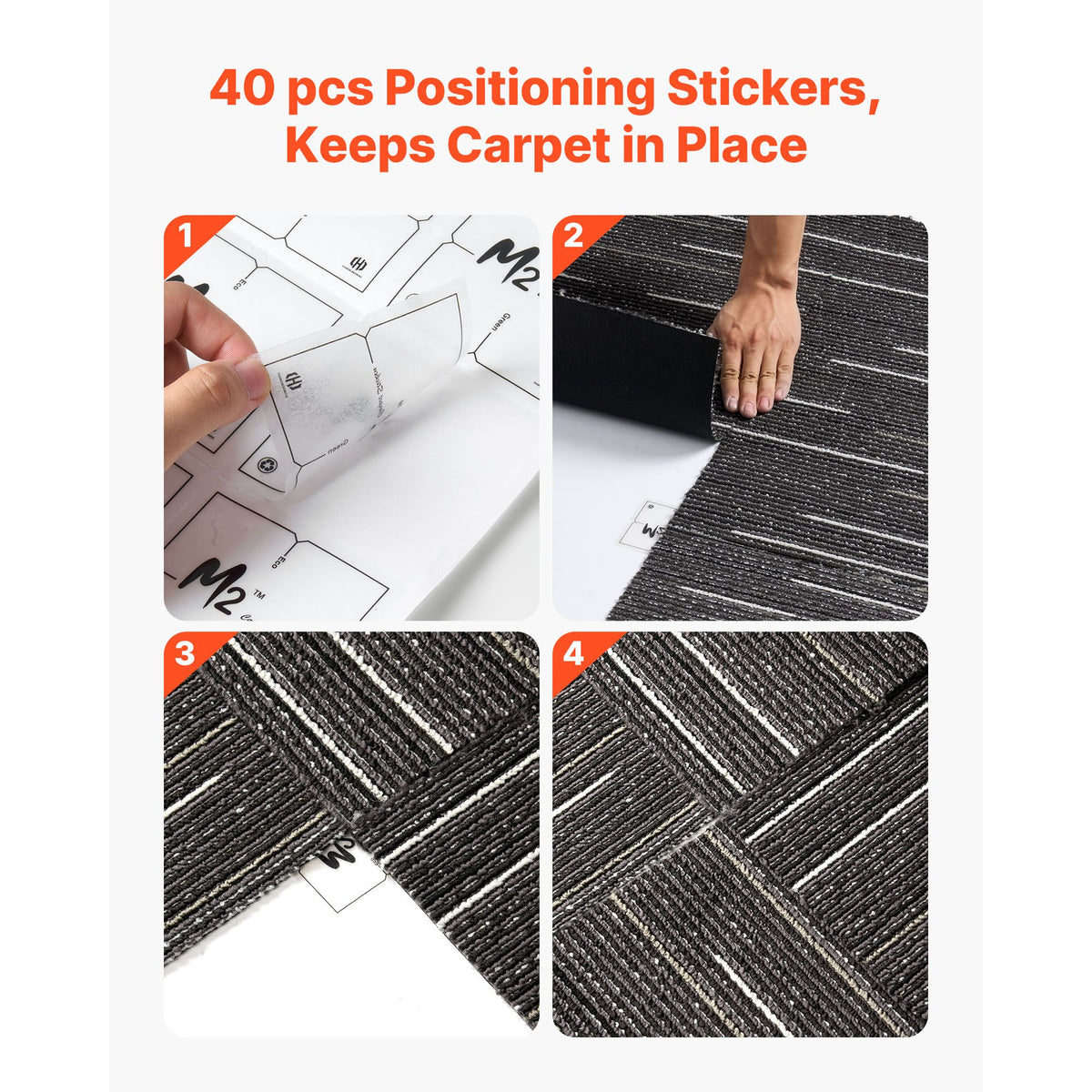 Carpet Tiles Reusable 610x610 mm, 24 PCS Modular Carpet Square Rug, Commercial Floor Soft Padded for Seamless Cover 8.9㎡, Easy DIY Replacement for Living Room Bedroom Office Indoor, Gray