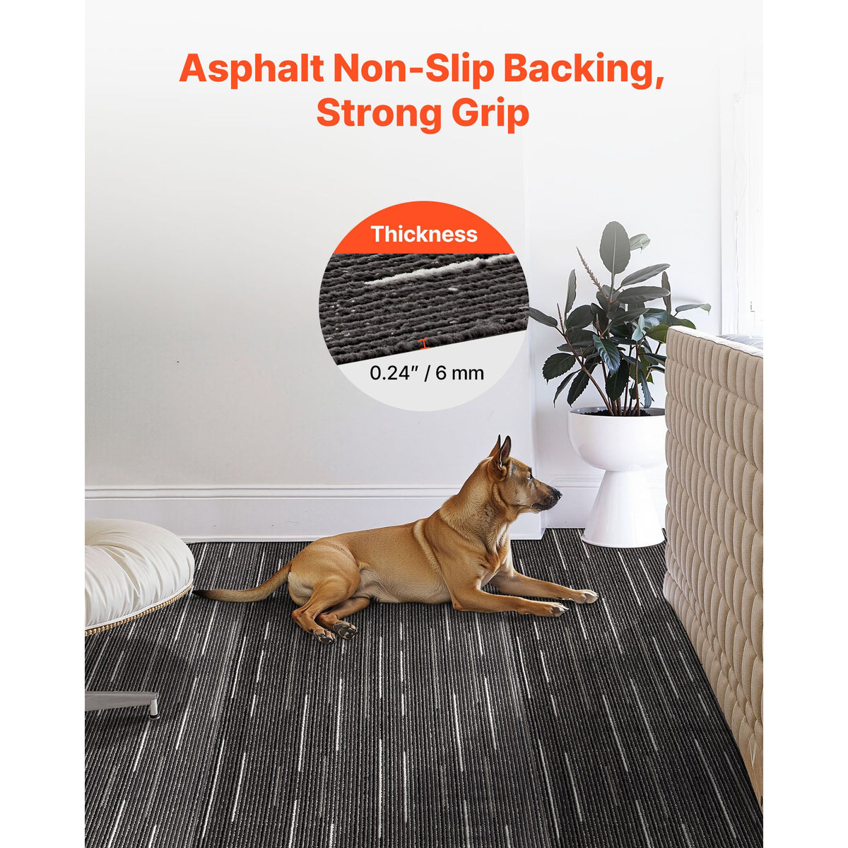 Carpet Tiles Reusable 610x610 mm, 24 PCS Modular Carpet Square Rug, Commercial Floor Soft Padded for Seamless Cover 8.9㎡, Easy DIY Replacement for Living Room Bedroom Office Indoor, Gray