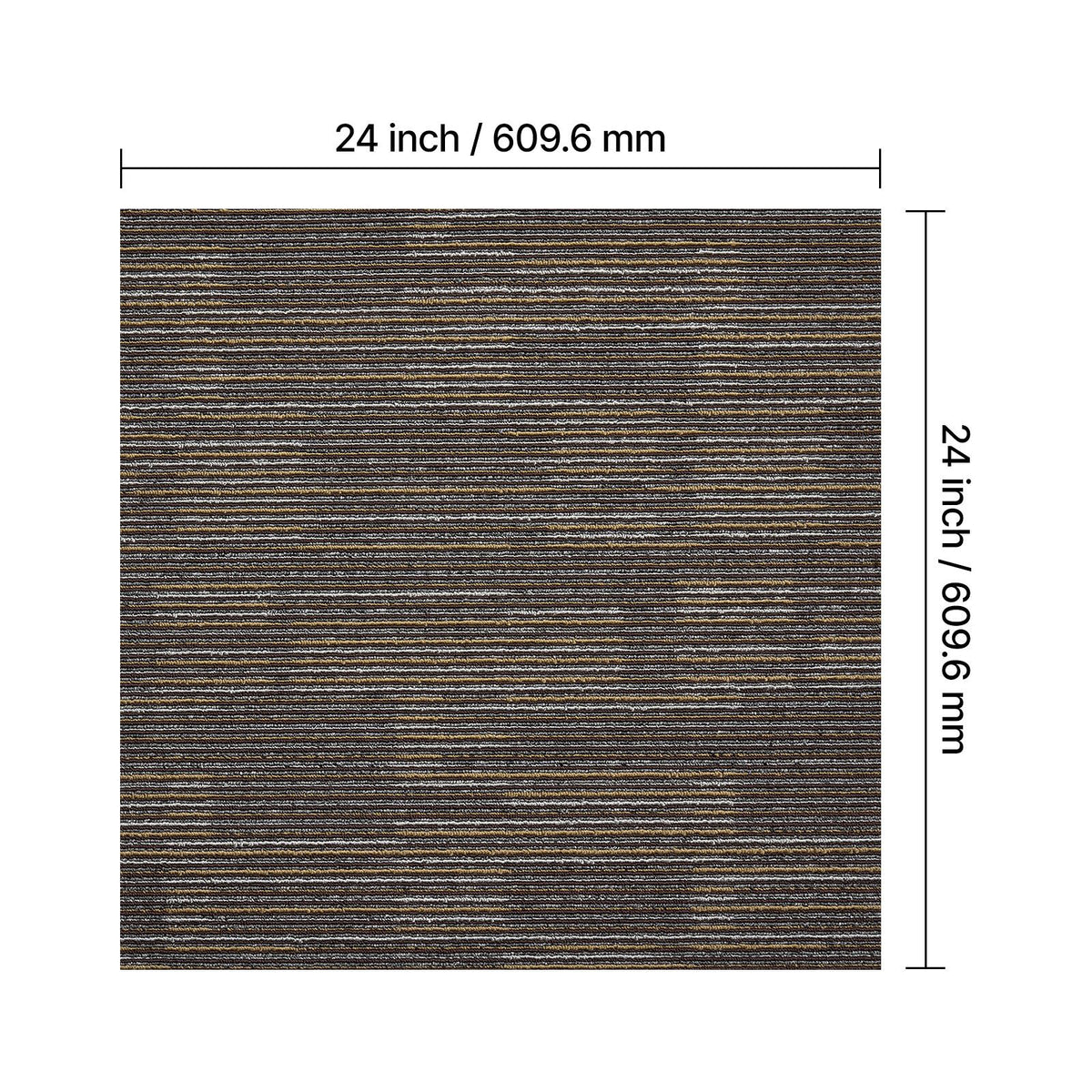 Carpet Tiles Reusable 610x610 mm, 24 PCS Modular Carpet Square Rug, Commercial Floor Soft Padded for Seamless Cover 8.9㎡, Easy DIY Replacement for Living Room Bedroom Indoor, Gray & Brown