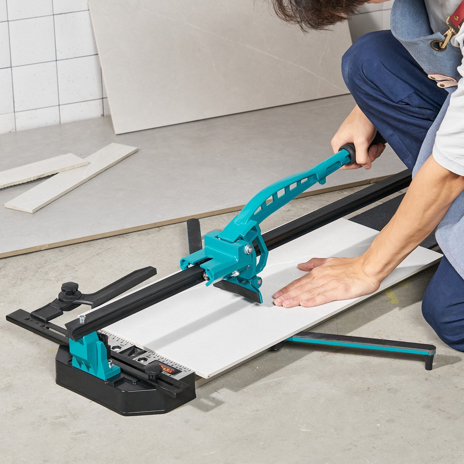 Saw Accessories: VEVOR Manual Tile Cutter, 1200mm, Porcelain Ceramic Tile Cutter with Tungsten Carbide Cutting Wheel, Infrared Positioning, Anti-Skid Feet, Durable Rails for professional installers or beginners