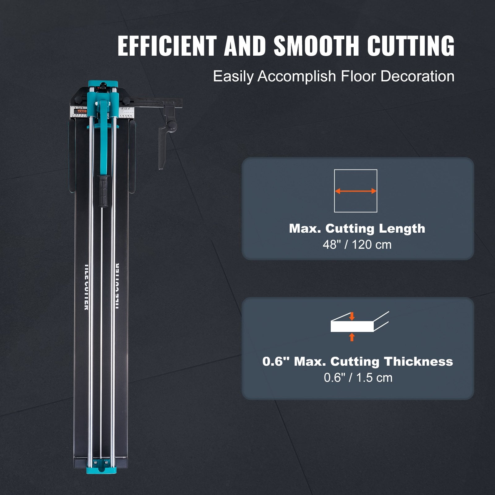 Saw Accessories: VEVOR Manual Tile Cutter, 1200mm, Porcelain Ceramic Tile Cutter with Tungsten Carbide Cutting Wheel, Infrared Positioning, Anti-Skid Feet, Double Rails for professional installers or beginners