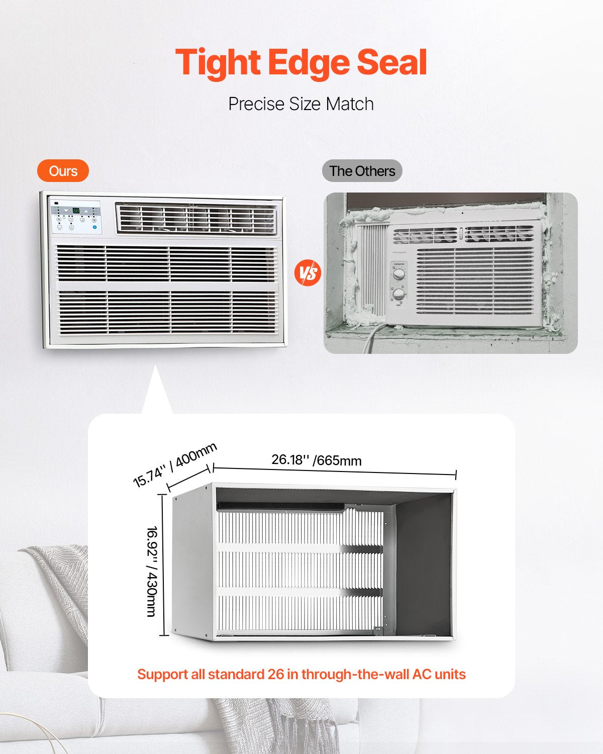 BBQs & Accessories: VEVOR Air Conditioner Wall Sleeve 26 in with Exterior Grille Wall AC Sleeve