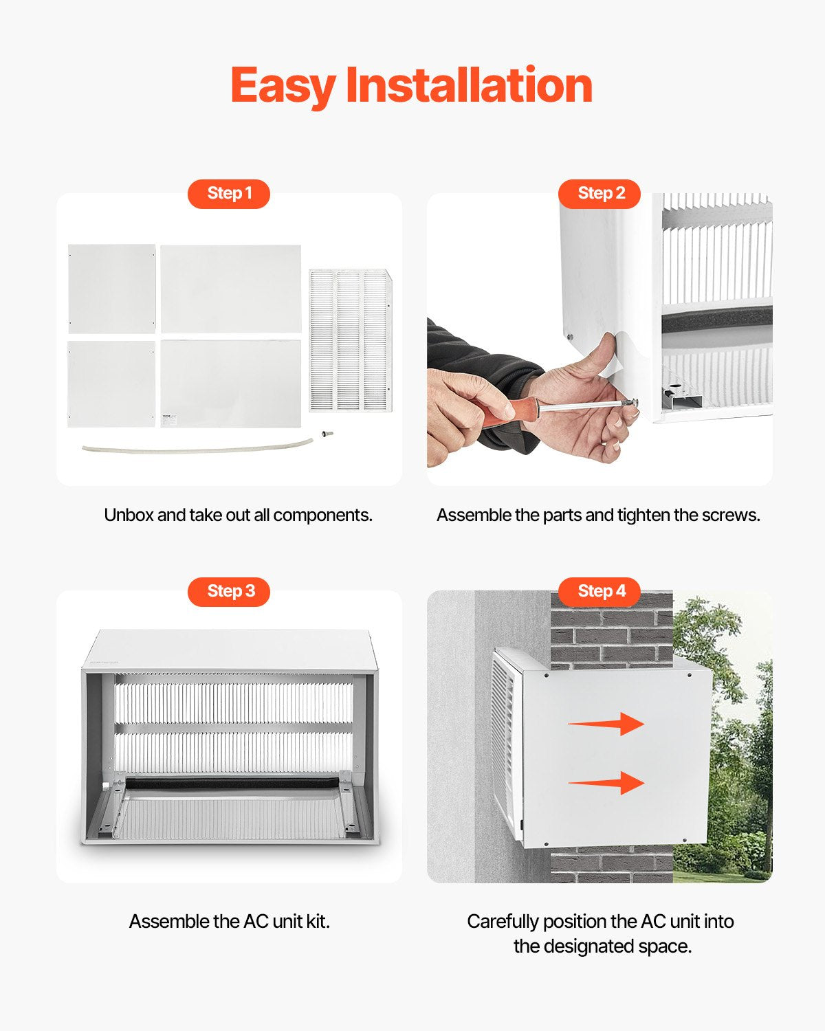 BBQs & Accessories: VEVOR Air Conditioner Wall Sleeve 26 in with Exterior Grille Wall AC Sleeve