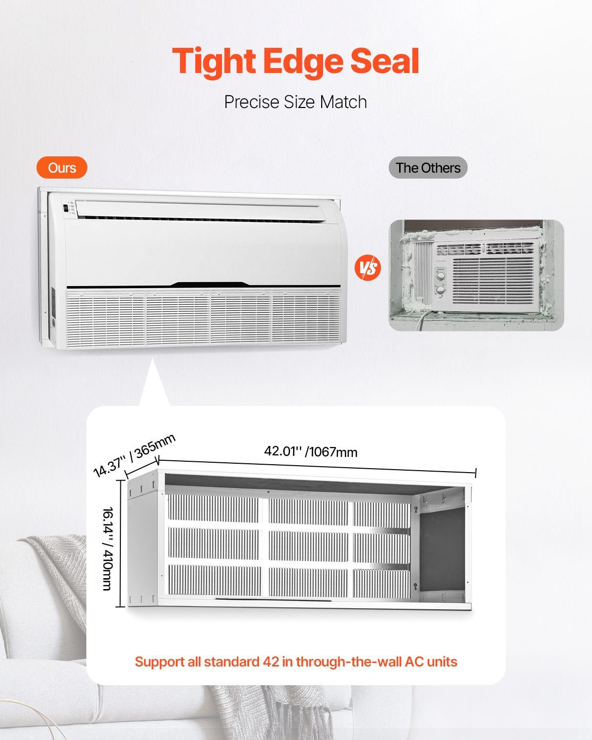 BBQs & Accessories: VEVOR Air Conditioner Wall Sleeve 42 in with Exterior Grille Wall AC Sleeve