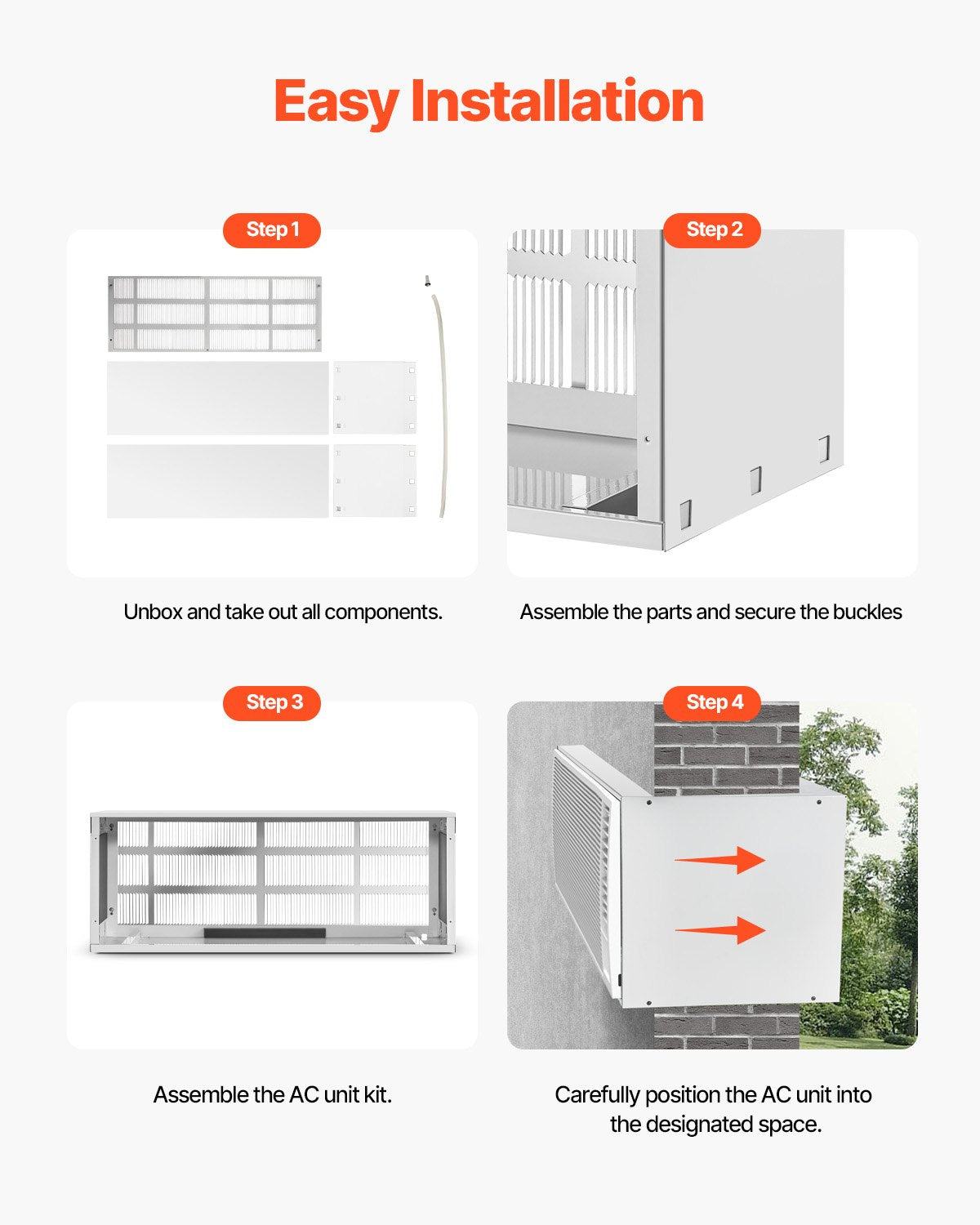 BBQs & Accessories: VEVOR Air Conditioner Wall Sleeve 42 in with Exterior Grille Wall AC Sleeve