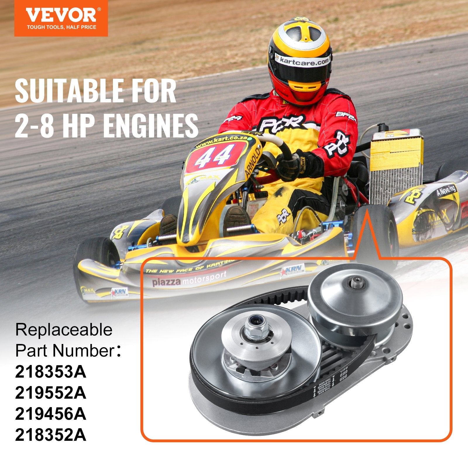 Basketball & Basketball Accessories: VEVOR Drive Clutch, 2-8HP Engine, 2000 RPM High-Strength Drive Clutch with Asymmetric Designed Wheels & Robust Rubber Belt, Sturdy & Durable Clutch with Full Accessories, Fit for Various Engines