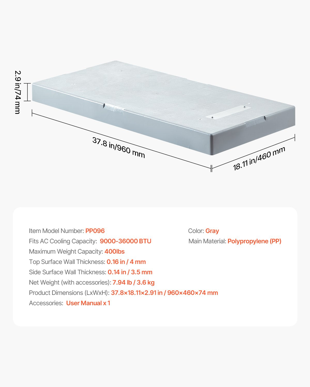 Gardening Tools: VEVOR Mini Split Pad for 9000-36000 BTU Anti Vibration Outdoor Pads