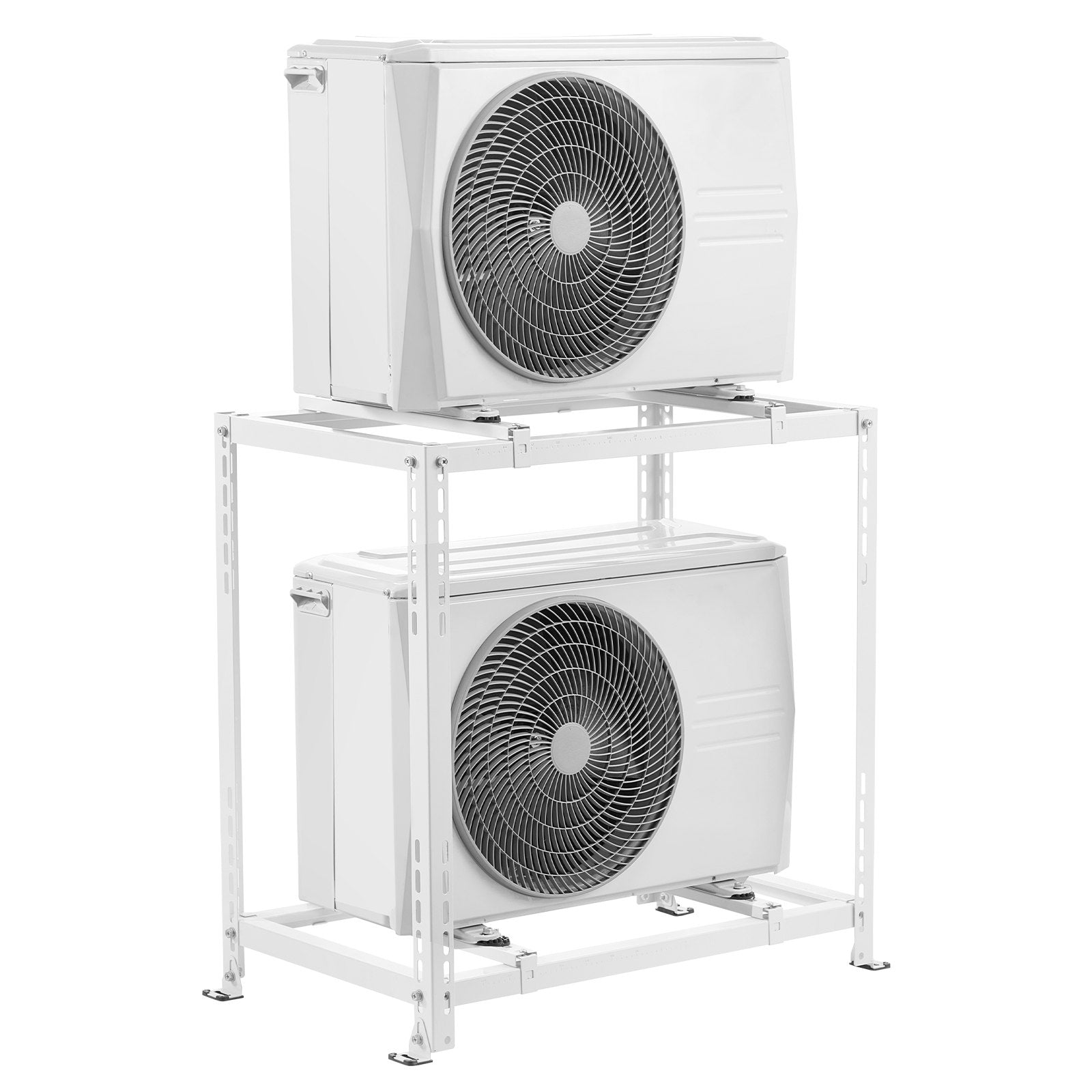 Mini Split Ground Stand, Anti-Vibration Mini Split Stand for 9000-18000 BTU Ductless Air Conditioner Heat Pump, Heavy Duty AC Base Bracket Floor Mount w/ 250kg Max. Load,Dual Levels